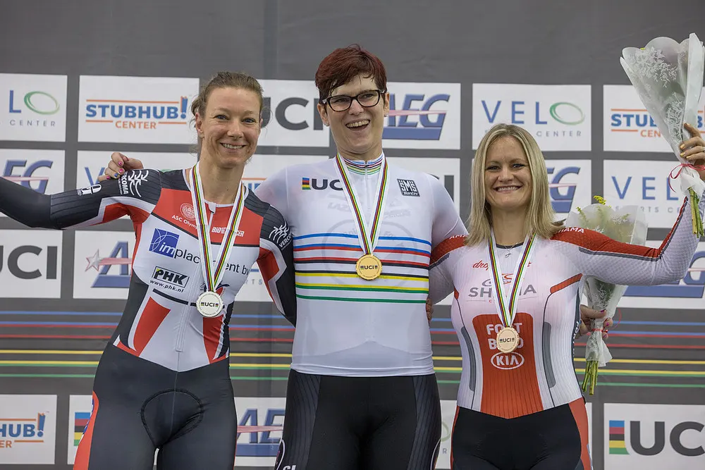 Image taken from Dr Rachel McKinnon’s blog post “Rainbow-striped armour: The ups and downs of winning Worlds as a trans woman.”