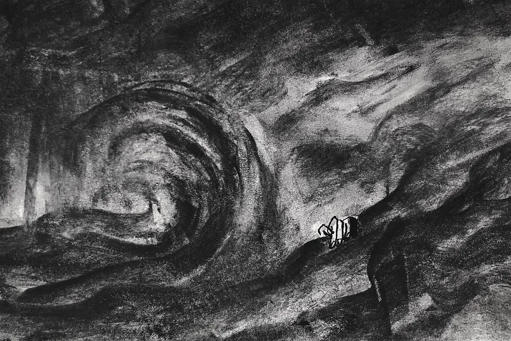 Charcoal, Watercolor by H-N