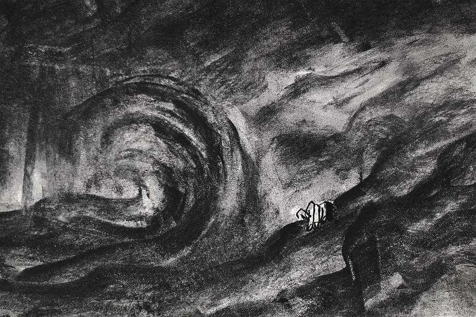 Charcoal, Watercolor by H-N